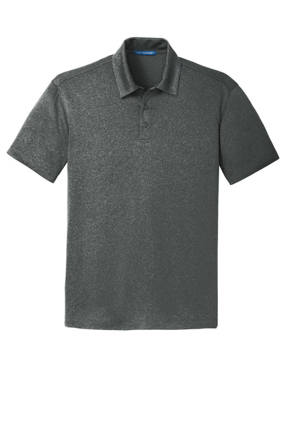Front View of Charcoal Hthr Port Authority Trace Heather Polo. K576 plain