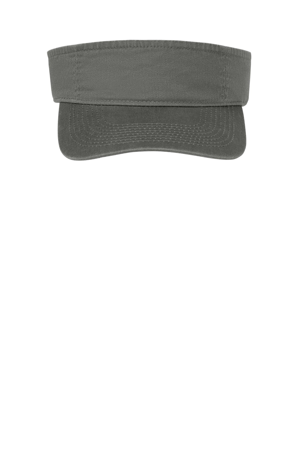 Front View of Charcoal Port Authority Fashion Visor. CP45 plain