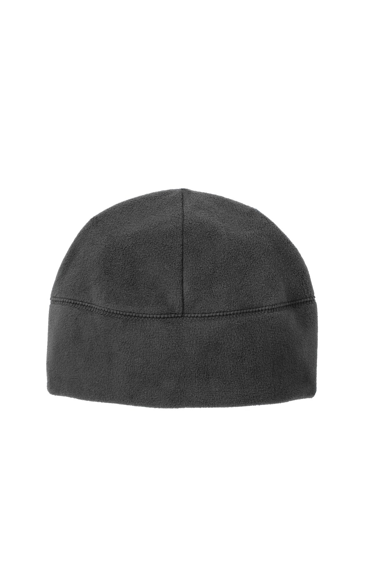 Front View of Charcoal Port Authority Fleece Beanie. C918 plain