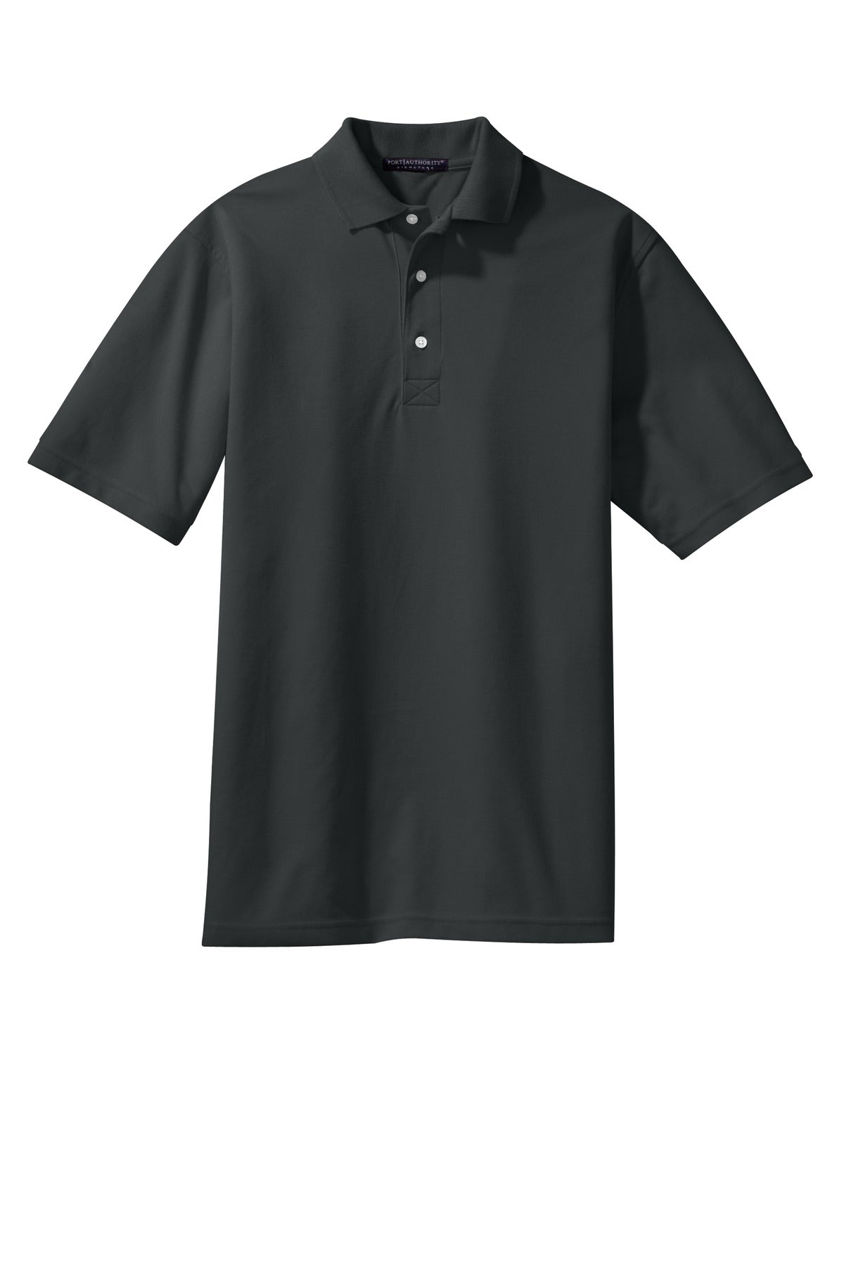 Front View of Charcoal Port Authority Tall Rapid Dry Polo. TLK455 plain