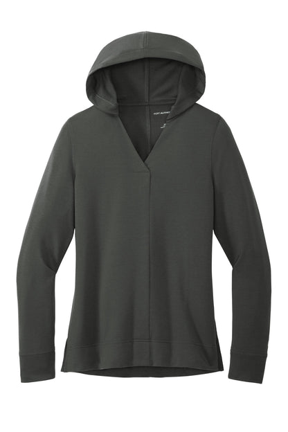 Front View of Charcoal Port Authority Women's Microterry Pullover Hoodie LK826 plain
