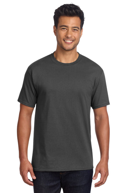 Front View of Charcoal Port & Co Core Cotton DTG Tee PC54DTG plain