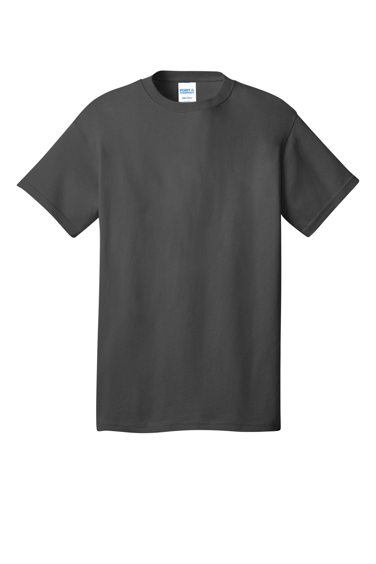 Front View of Charcoal Port & Co Core Cotton DTG Tee PC54DTG plain
