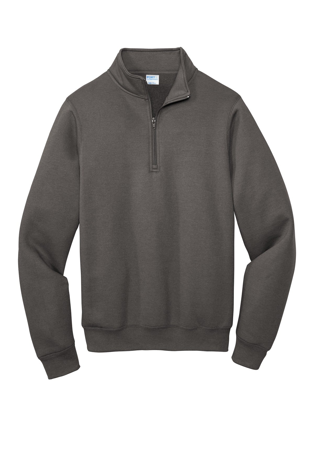 Front View of Charcoal Port & Co Core Fleece 1/4-Zip Pullover Sweatshirt PC78Q