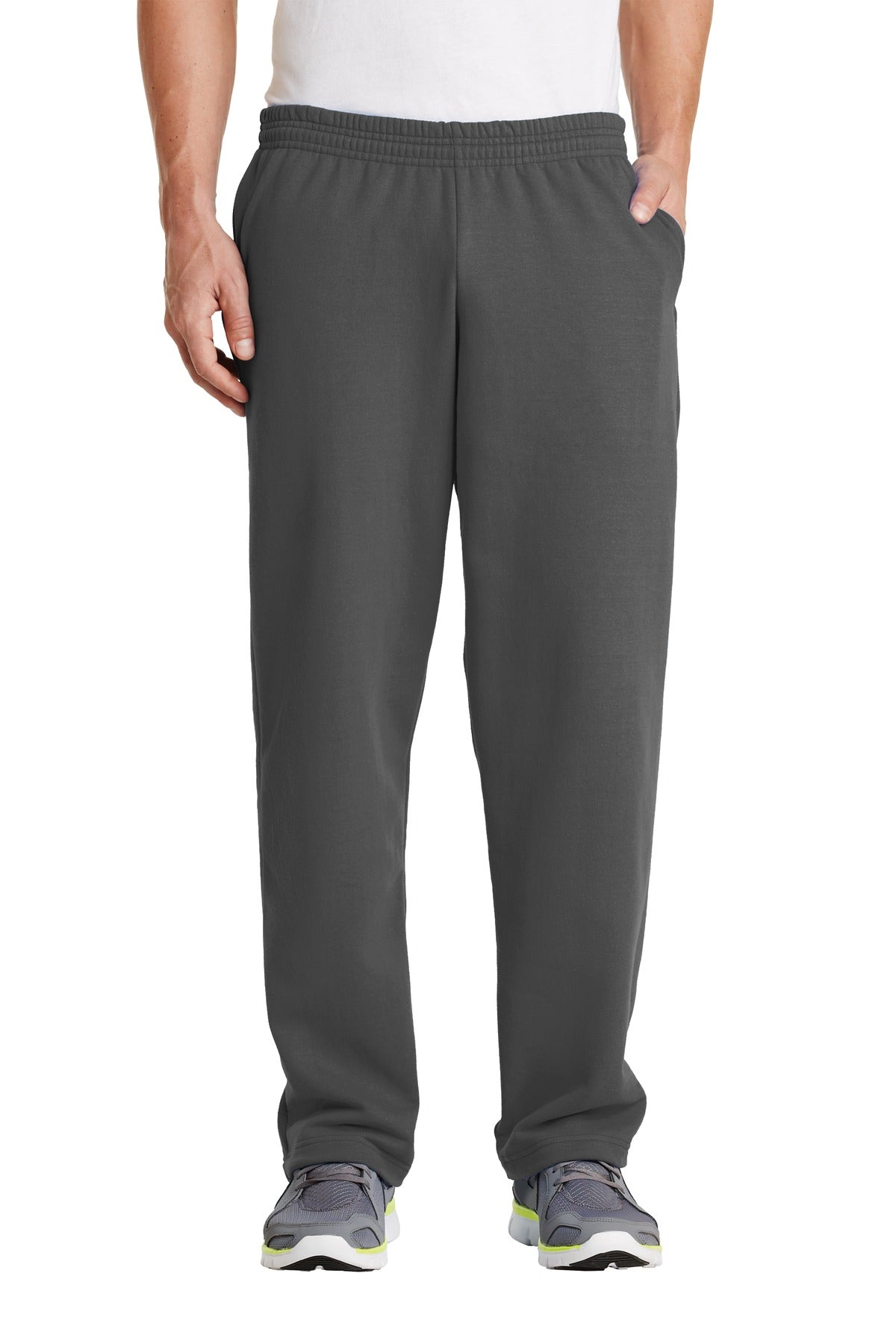 Front View of Charcoal Port & Co Core Fleece Sweatpant with Pockets. PC78P plain