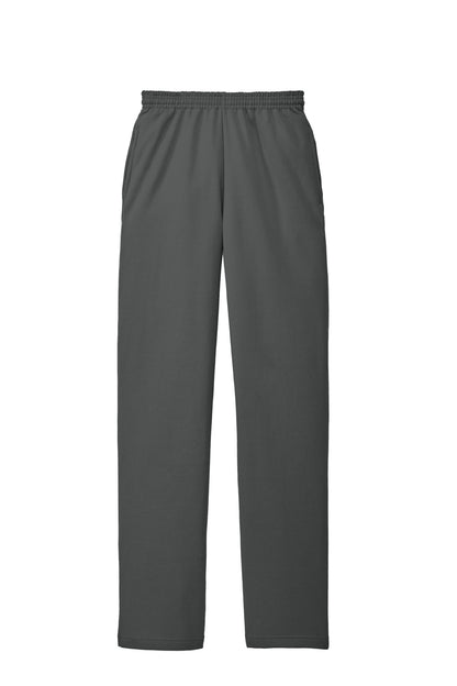 Front View of Charcoal Port & Co Core Fleece Sweatpant with Pockets. PC78P plain