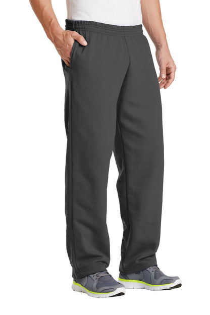 Front View of Charcoal Port & Co Core Fleece Sweatpant with Pockets. PC78P plain