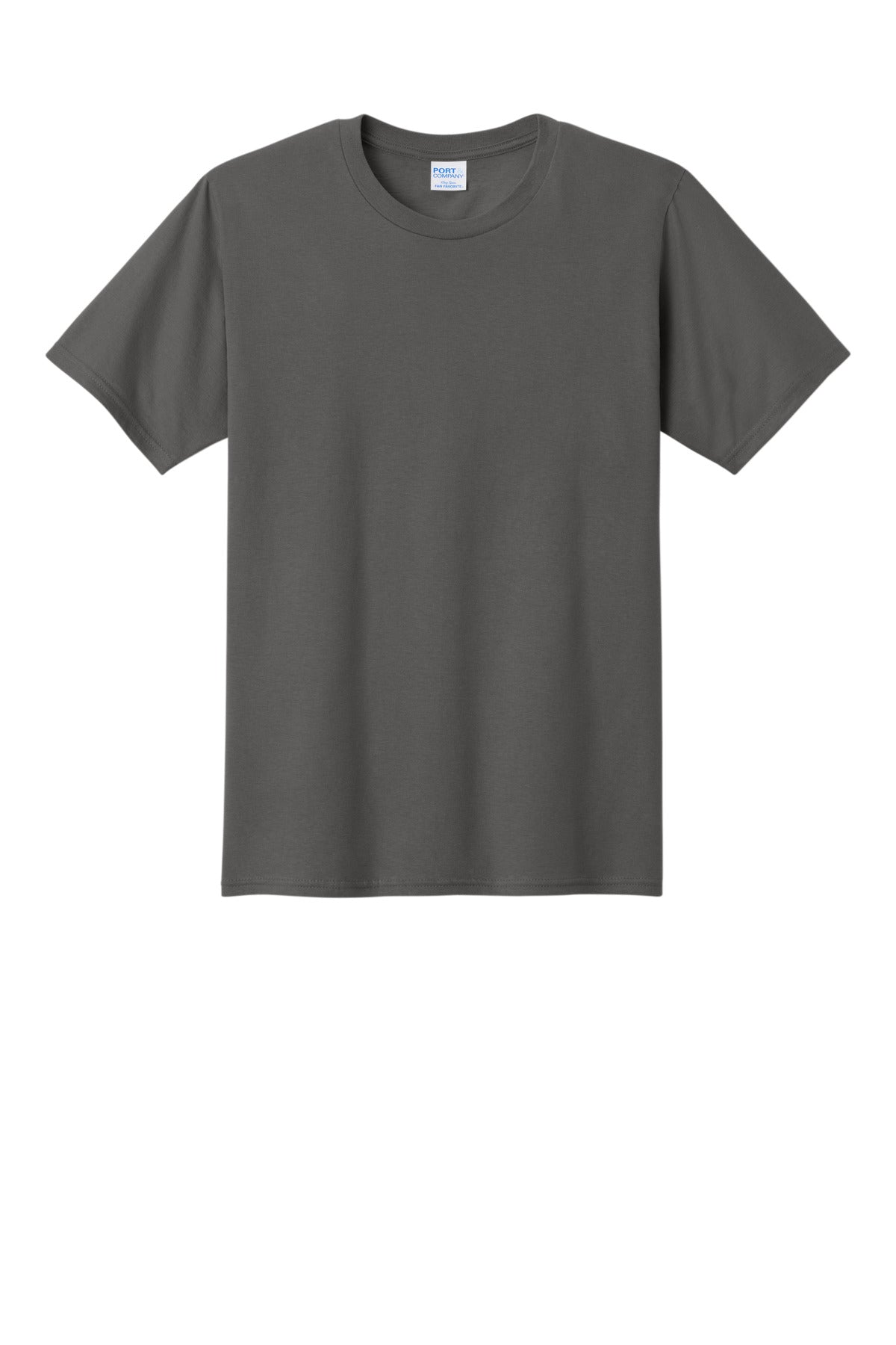 Front View of Charcoal Port & Co Fan Favorite Tee. PC450 plain