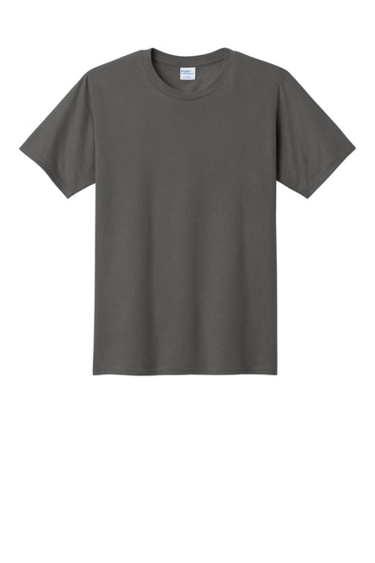 Front View of Charcoal Port & Co Fan Favorite Tee. PC450 plain