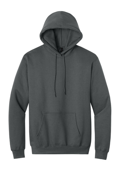 Front View of Charcoal Port & Co Tall Essential Fleece Pullover Hooded Sweatshirt. PC90HT plain