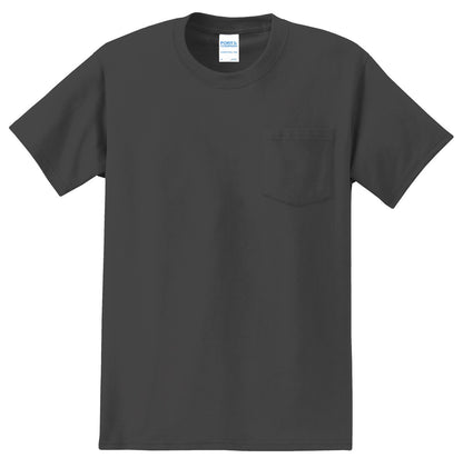 Front View of Charcoal Port & Co Tall Essential Pocket Tee. PC61PT plain
