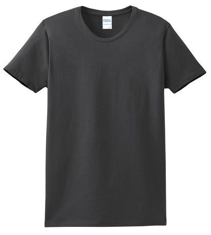 Front View of Charcoal Port & Co Women's Essential Tee. LPC61 plain