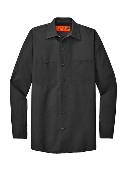 Front View of Charcoal. Red Kap Long Sleeve Industrial Work Shirt. SP14 plain