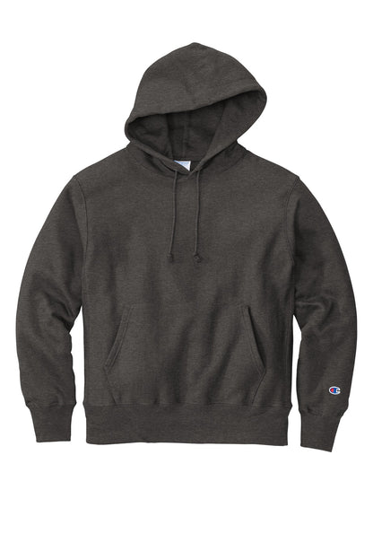 Front View of CharcoalHt Champion Reverse Weave Hooded Sweatshirt S101 plain