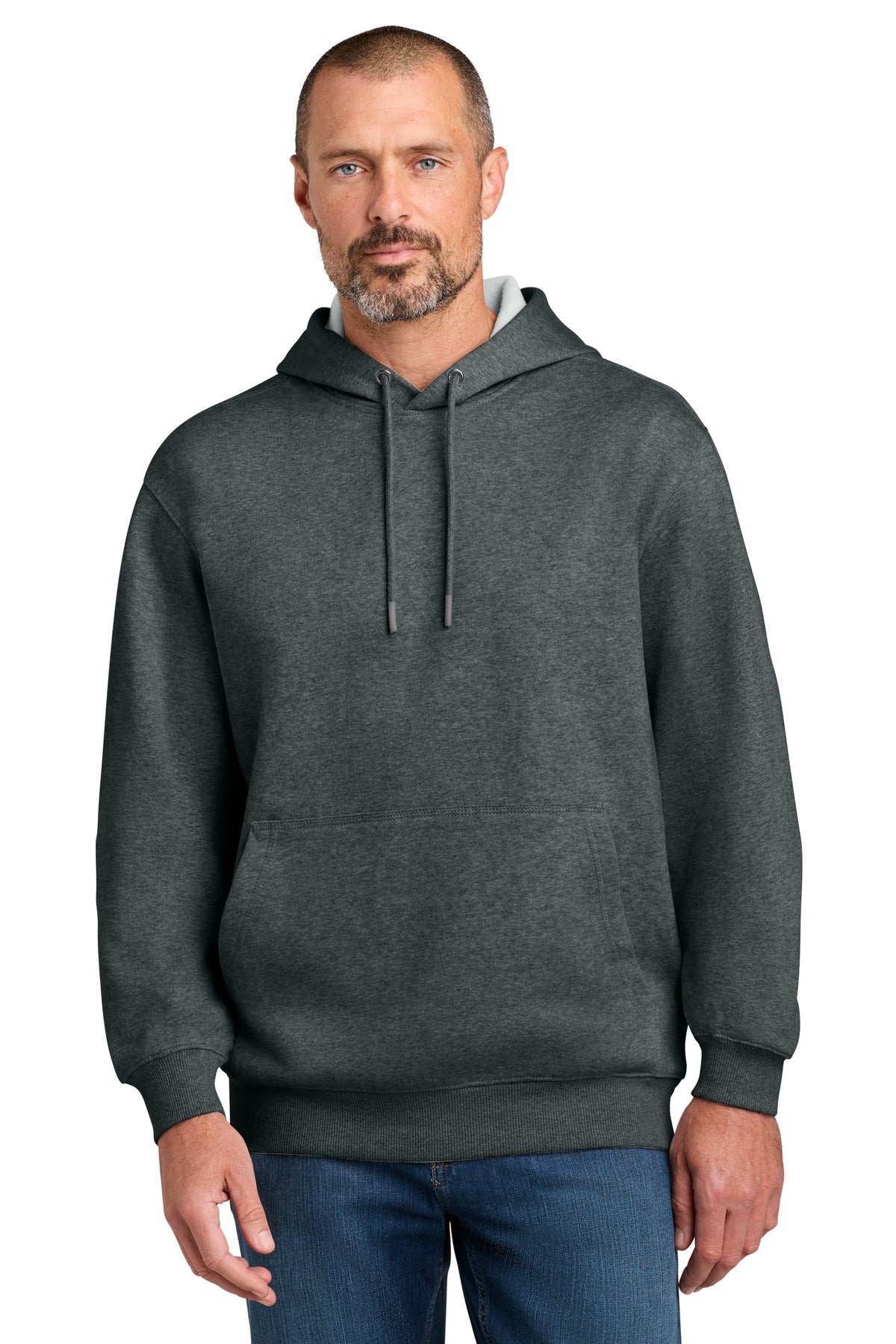 Front View of CharcoalHt CornerStone Tough Fleece Pullover Hoodie CSF630 plain