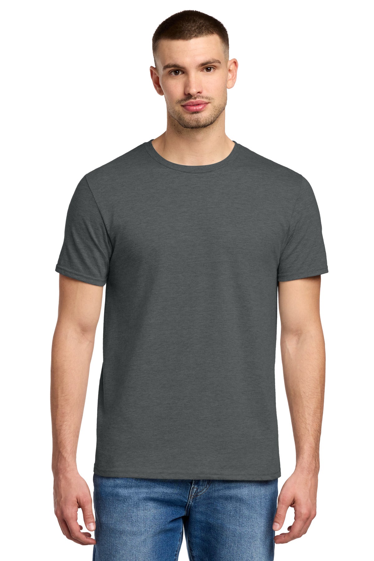Front View of CharcoalHt Jerzees Premium Blend Ring Spun T-Shirt 560M plain