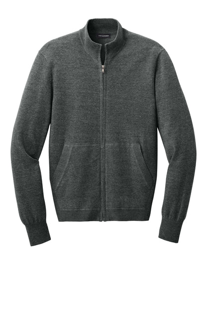 Front View of CharcoalHt Port Authority Easy Care Full-Zip Sweater SW2901 plain