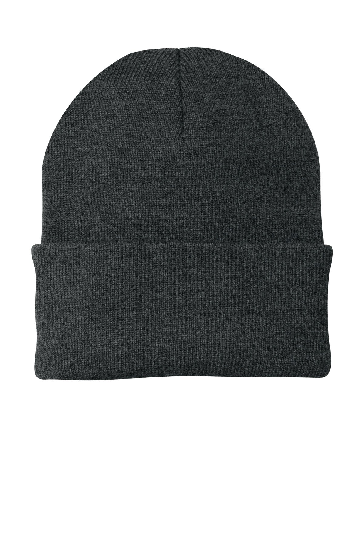 Front View of CharcoalHt Port Authority Knit Cap. CP90 plain