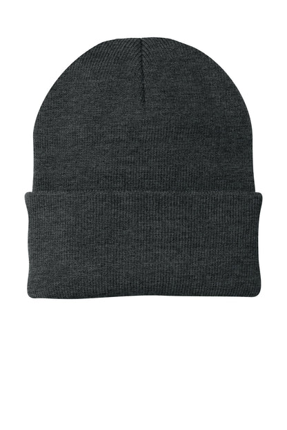 Front View of CharcoalHt Port Authority Knit Cap. CP90 plain