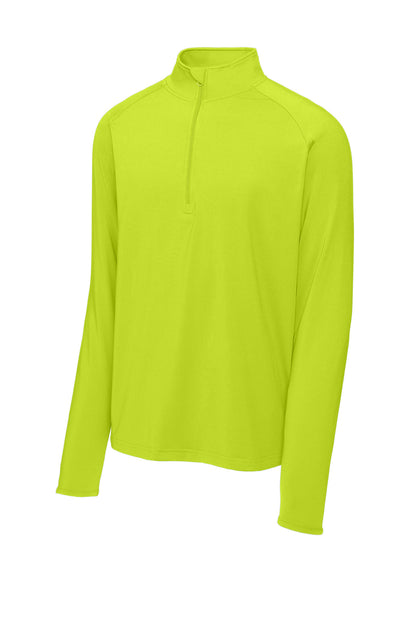 Front View of Charge Green Sport-Tek Sport-Wick Stretch 1/4-Zip Pullover. ST850 plain