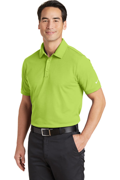 Front View of Chartreuse Nike Dri-FIT Solid Icon Pique Modern Fit Polo. 746099 plain