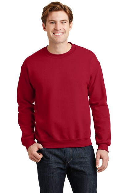 Front View of Cherry Red Gildan Heavy Blend Crewneck Sweatshirt. 18000 plain