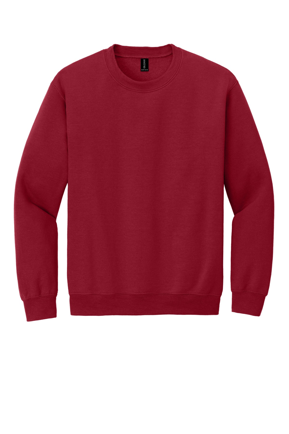 Front View of Cherry Red Gildan Heavy Blend Crewneck Sweatshirt. 18000 plain