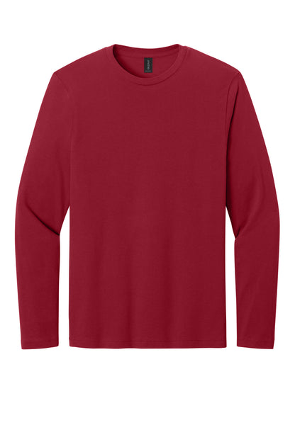 Front View of Cherry Red Gildan Softstyle Long Sleeve T-Shirt. 64400 plain