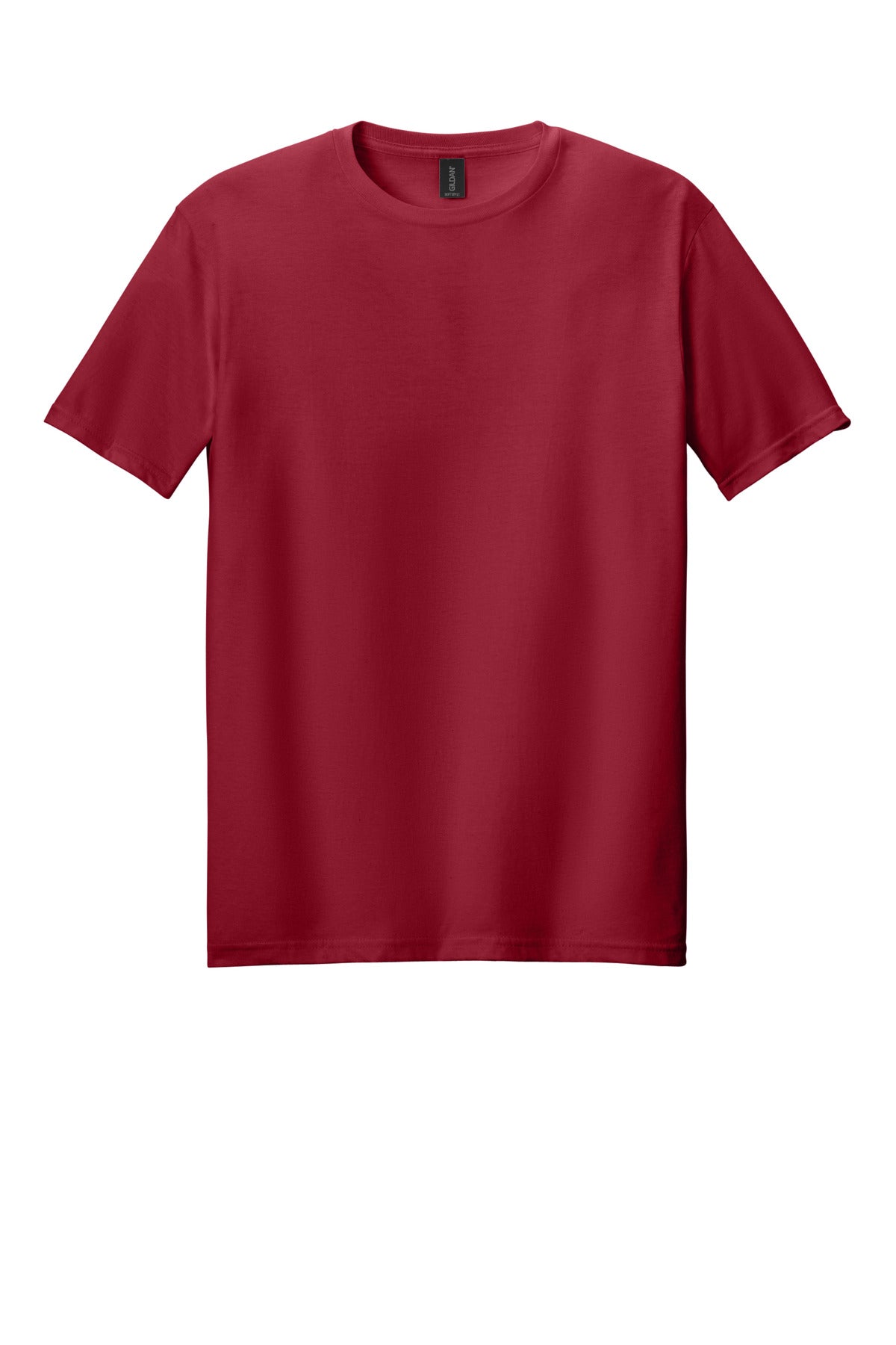 Front View of Cherry Red Gildan Softstyle T-Shirt. 64000 plain