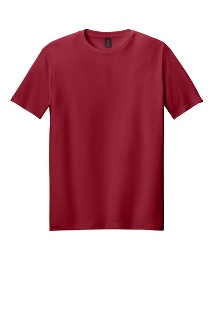 Front View of Cherry Red Gildan Softstyle T-Shirt. 64000 plain