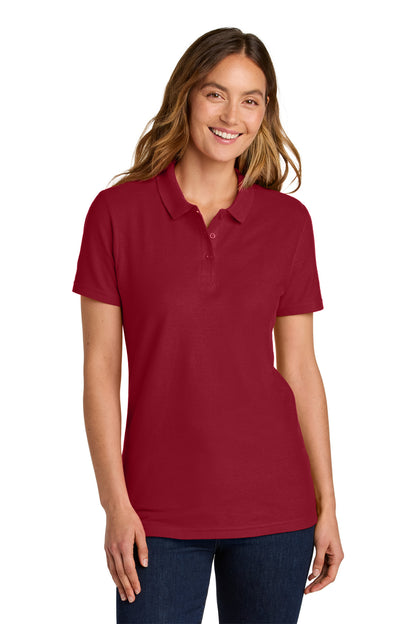 Front View of CherryRed Gildan Softstyle Women's Pique Polo 64800L plain
