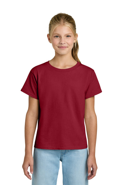Front View of CherryRed Gildan Youth Light Cotton Tee 3000B plain