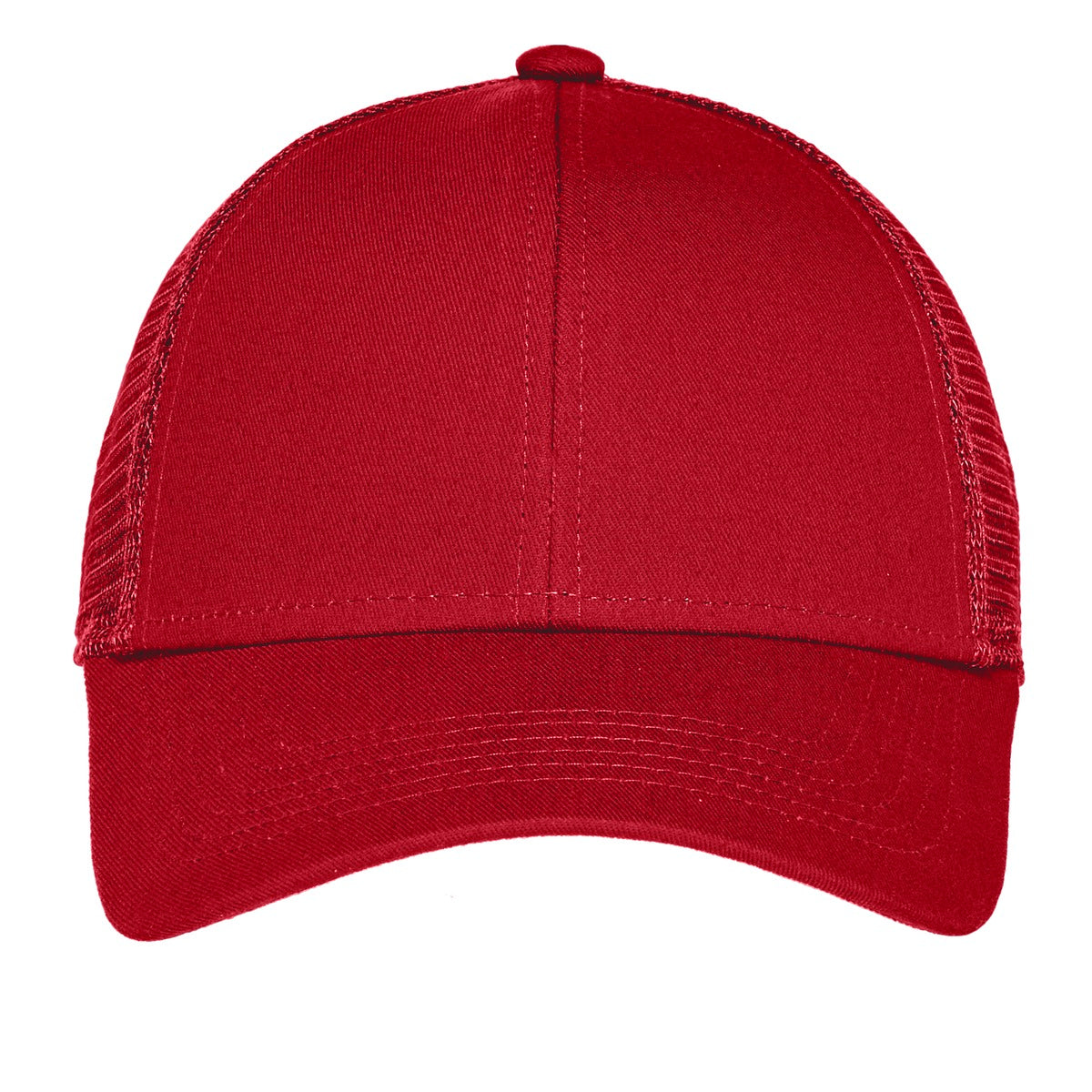 Front View of Chili Red Port Authority Adjustable Mesh Back Cap. C911 plain