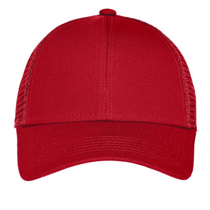 Front View of Chili Red Port Authority Adjustable Mesh Back Cap. C911 plain