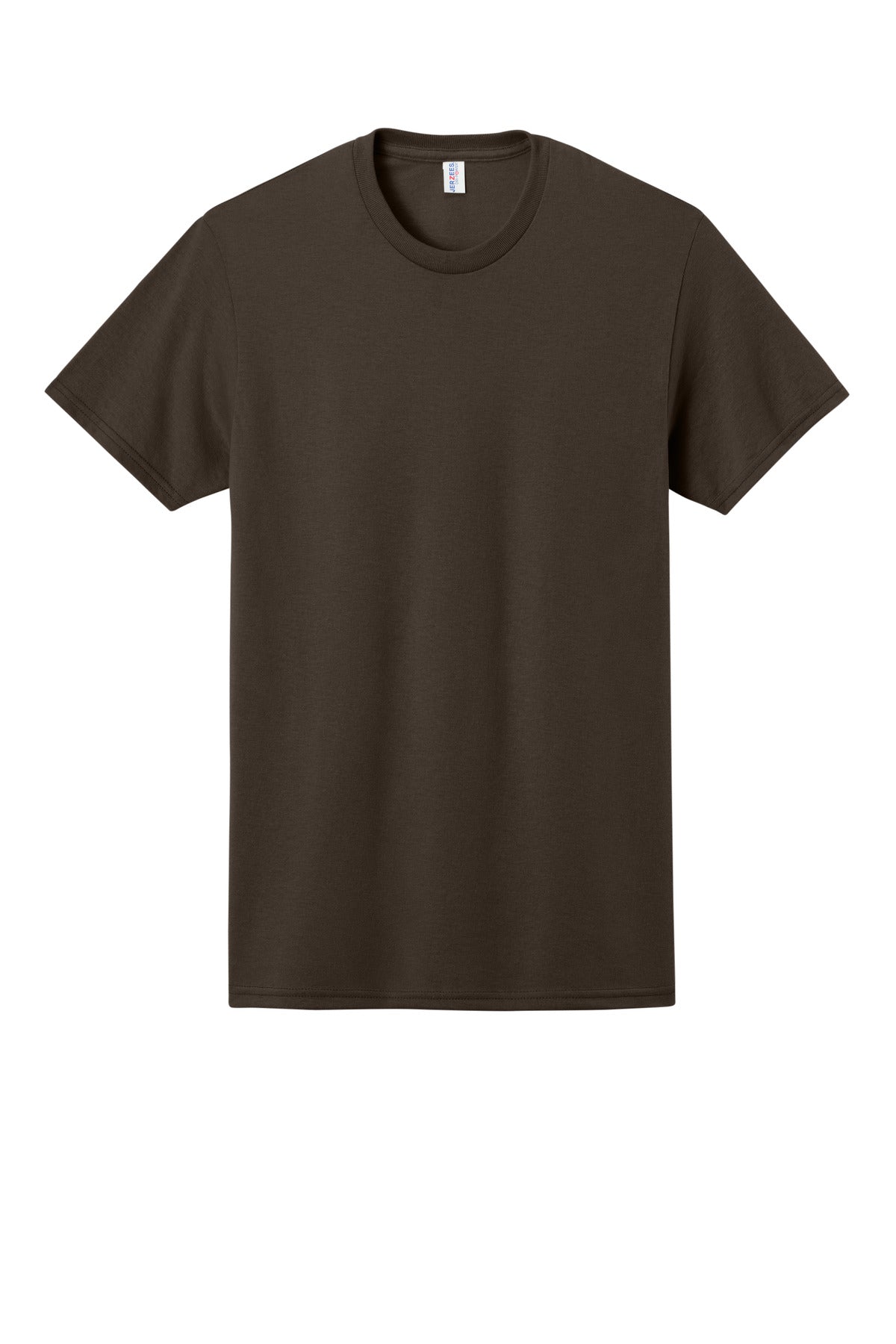 Front View of Chocolate Jerzees - Dri-Power 50/50 Cotton/Poly T-Shirt. 29M plain