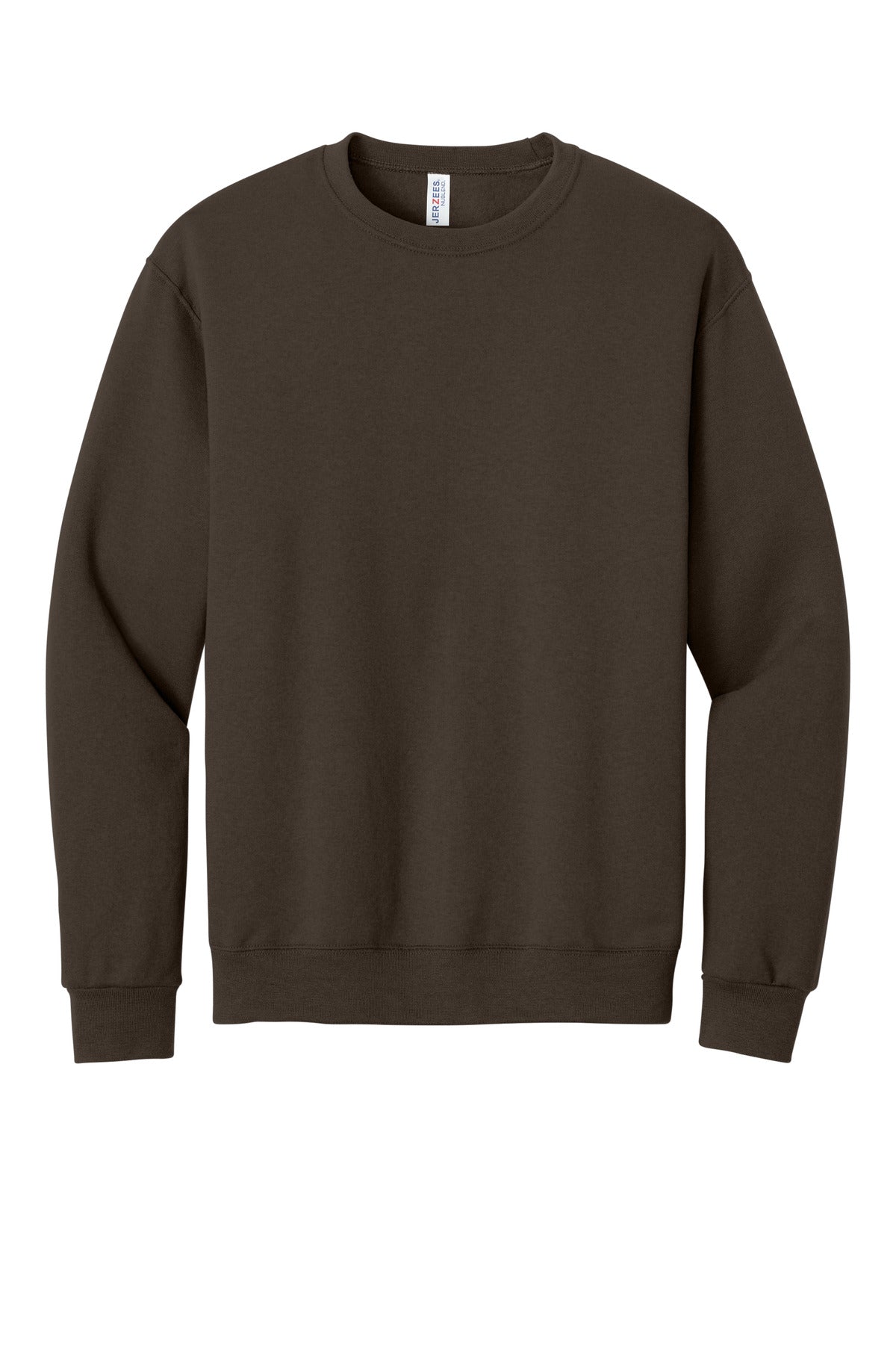 Front View of CHOCOLATE Jerzees - NuBlend Crewneck Sweatshirt. 562M plain