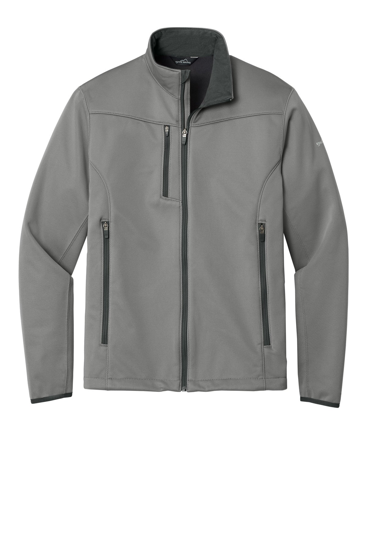 Front View of Chrome Eddie Bauer Weather-Resist Soft Shell Jacket. EB538 plain