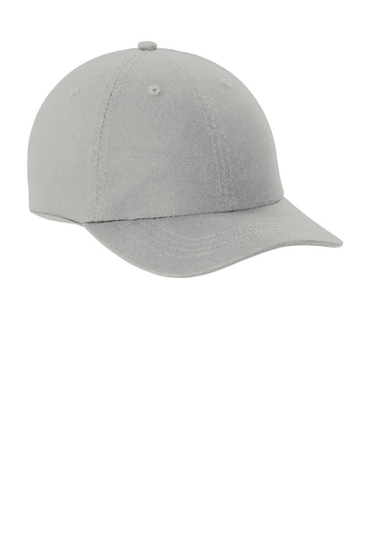Front View of Chrome Port Authority Washed Twill Cap. CP78 plain