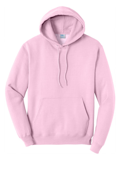 Front View of ChryBlsm Port & Co Core Fleece Pullover Hooded Sweatshirt. PC78H plain