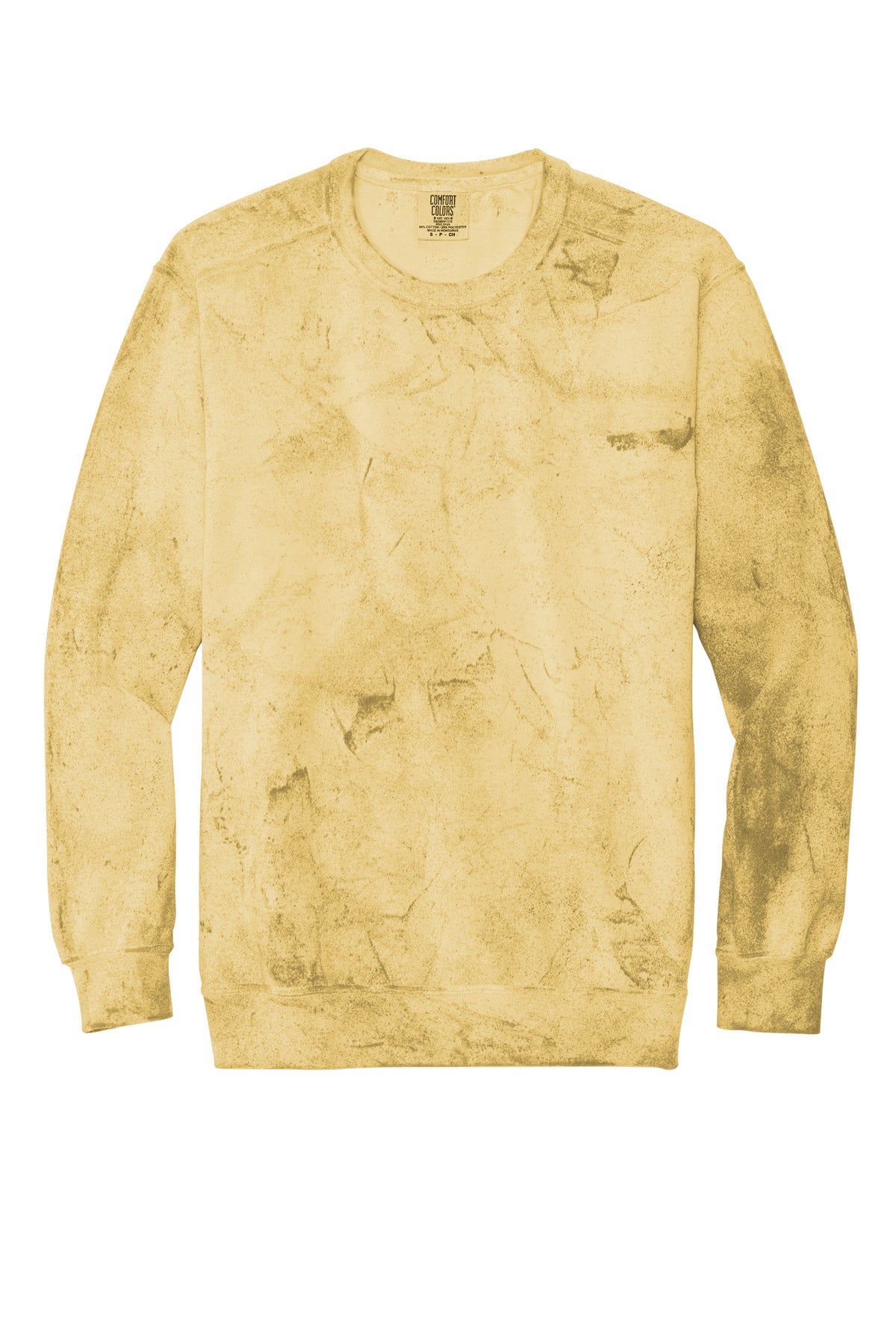 Front View of Citrine Comfort Colors Color Blast Crewneck Sweatshirt 1545 plain
