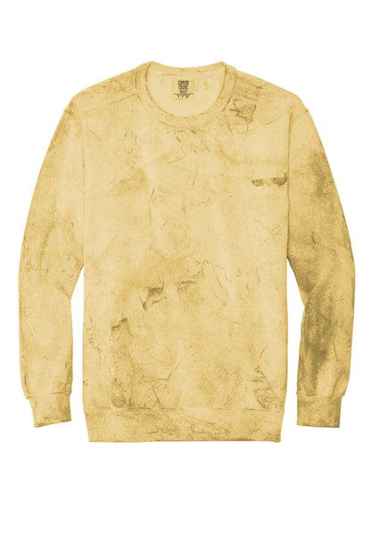 Front View of Citrine Comfort Colors Color Blast Crewneck Sweatshirt 1545 plain