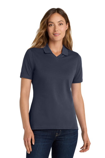 Front View of Classic Navy Port Authority Women's Rapid Dry Polo. L455 plain