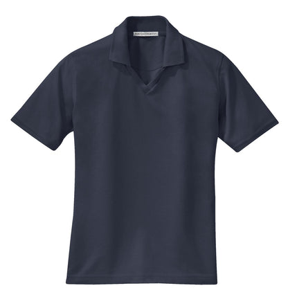 Front View of Classic Navy Port Authority Women's Rapid Dry Polo. L455 plain