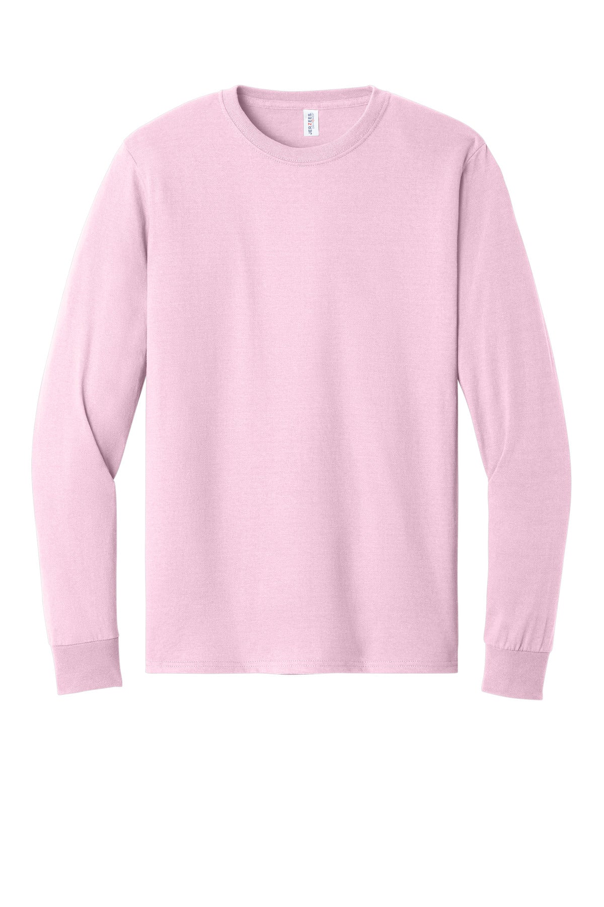 Front View of Classic Pink Jerzees - Dri-Power 50/50 Cotton/Poly Long Sleeve T-Shirt. 29LS plain