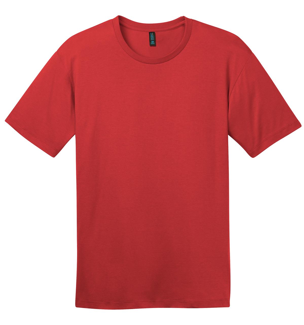 Front View of Classic Red District Perfect Weight Tee. DT104 plain