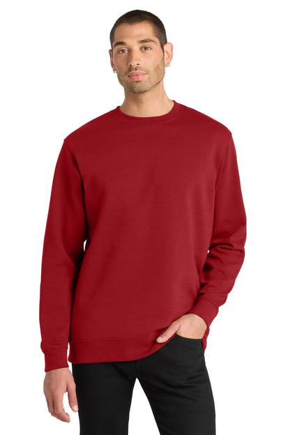 Front View of Classic Red District V.I.T. Fleece Crew DT6104 plain
