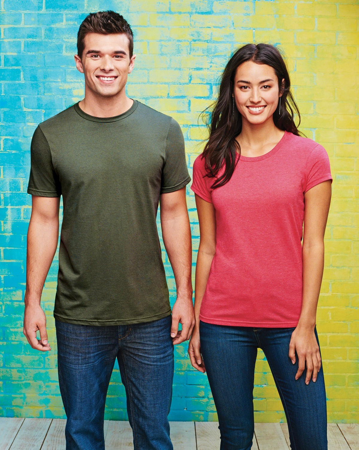 Front View of Classic Red District Women's Fitted Very Important Tee . DT6001 plain
