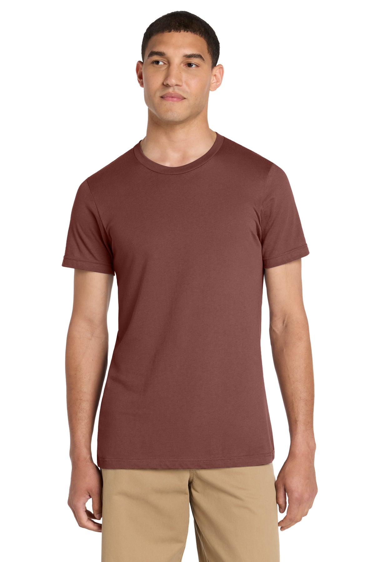 Front View of Clay BELLA+CANVAS Unisex Jersey Short Sleeve Tee. BC3001 plain