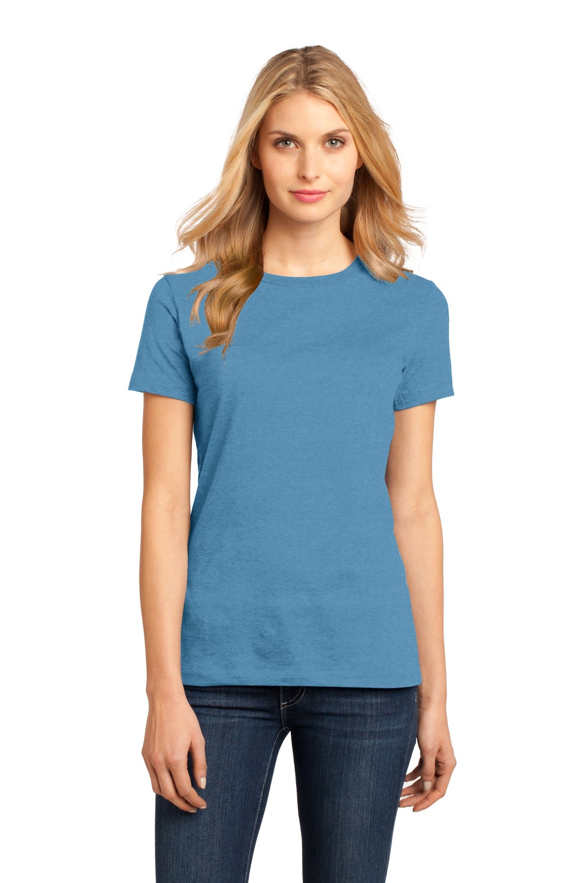 Front View of Clean Denim District Women's Perfect Weight Tee. DM104L plain