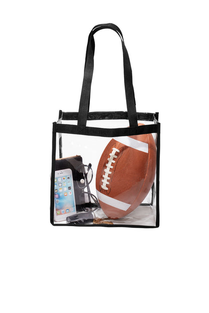 Front View of Clear/Black Port Authority Clear Stadium Tote BG430 plain